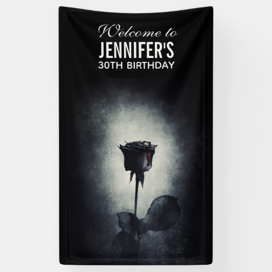 ゴシックブラックバラ滴下血腫誕生日 横断幕 (縦)