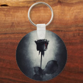 ゴシックブラックバラ血が黒に滴るグランジ キーホルダー (正面)