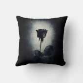 ゴシックブラックバラ血が黒に滴るグランジ クッション (裏面)