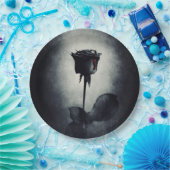 ゴシックブラックバラ血が黒に滴るグランジ ペーパープレート (パーティー)