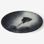 ゴシックブラックバラ血が黒に滴るグランジ ペーパープレート (アングル)