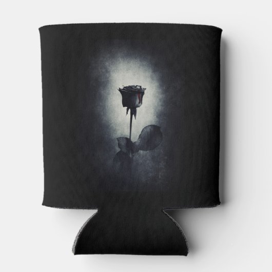 ゴシックブラックバラ血が黒に滴るグランジ 缶クーラー (裏面)