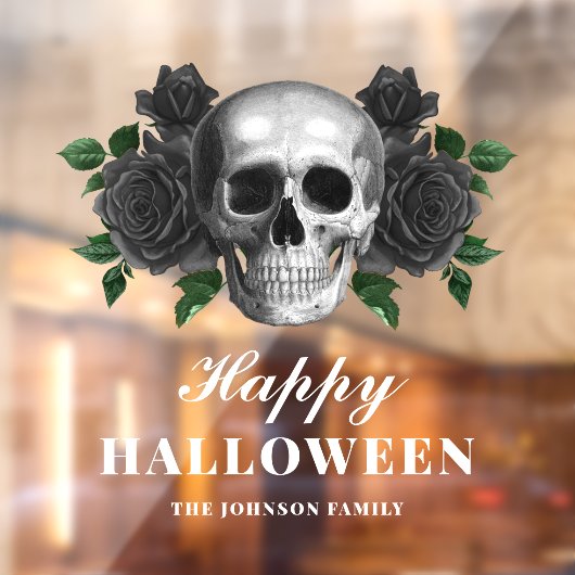 ゴシックブラックバラ&スカルハッピーハローウィン ウィンドウサイン (シート2)