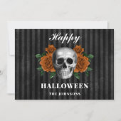 ゴシックブラックバラ&スカルハッピーハローウィン カード (正面)