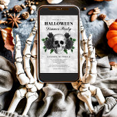 ゴシックブラックバラ&スカルハロウィーンディナーパーティー 招待状