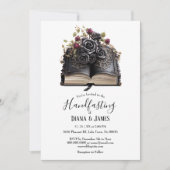 ゴシックブラックバラ&ブックファンタジーハンドスティング 招待状 (正面)