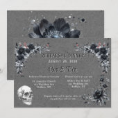 ゴシックブラックフローラとスカルリハーサルディナー 招待状 (正面/裏面)