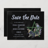 ゴシックブラックフローラウィッカ星形五角形日付の保存 セーブザデート (正面/裏面)