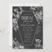 ゴシックブラックフローラスカルハロウィーンブライダルシャワー 招待状 (正面)