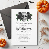 ゴシックブラックフローラスカルハロウィーン 招待状