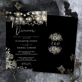ゴシックブラックフローラライトリハーサルディナー 招待状