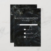 ゴシックブラックフローラレイベン&バラ結婚ズ 出欠カード (正面/裏面)