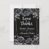 ゴシックブラックフローラ結婚ハロウィーン サンキューカード (正面)