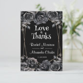ゴシックブラックフローラ結婚ハロウィーン サンキューカード (スタンド正面)