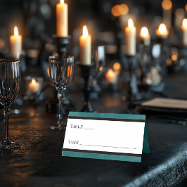 ゴシックブラックレイブンと黒バラのシアンブルーの結婚式 プレイスカード