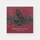 ゴシックブラックレイベン&ブラックバラワイン結婚ズ スタンダードカクテルナプキン (正面)