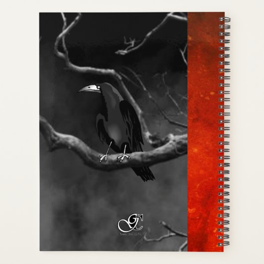 ゴシックブラックレイヴンスカルオレンジムーンパーソナライズされた プランナー手帳 (裏面)