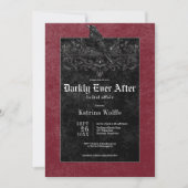 ゴシックブラックレイヴン&バラワインブライダルシャワー 招待状 (正面)