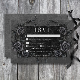 ゴシックブラックレイヴン&ブラックバラ結婚ズディナー 出欠カード