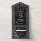 ゴシックブラックレイヴン&ブラックバラ詳細No Dinner オールインワン招待状 (内側)