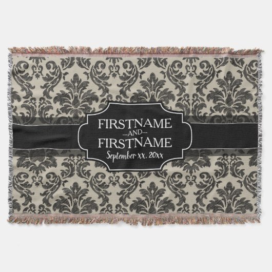 ゴシックブラックレースとパーチ結婚メントの記念日 スローブランケット (正面)