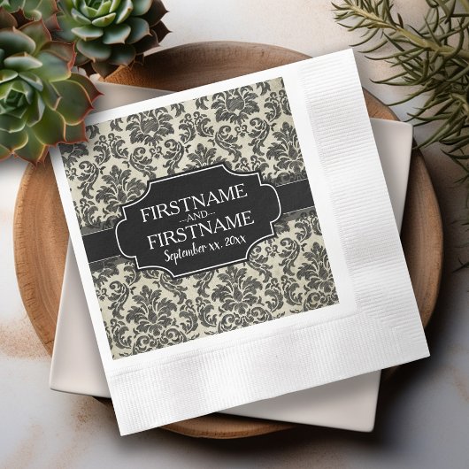 ゴシックブラックレースとパーチ結婚メントの記念日 縁ありカクテルナプキン