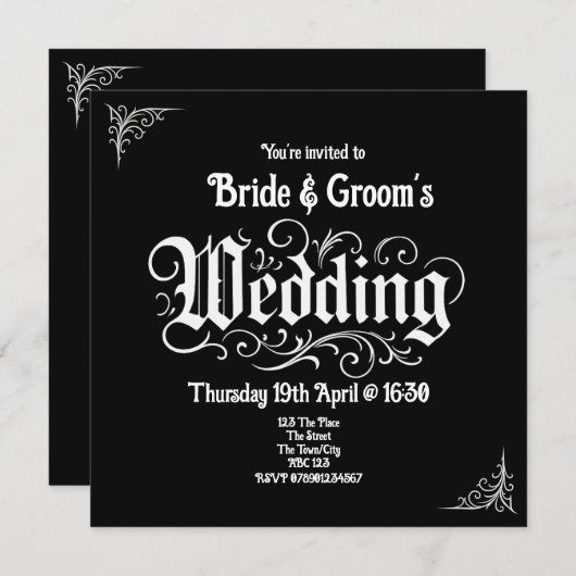 ゴシックブラックロック結婚メタルの名パーソナライズされた前 (正面/裏面)