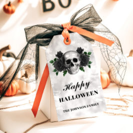 ゴシックブラックローズ&スカル ハッピーハロウィン ギフトタグ