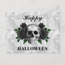 ゴシックブラックローズ&スカル ハッピーハロウィン ポストカード