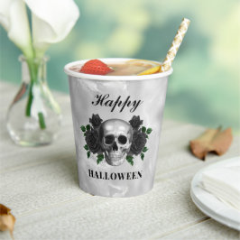 ゴシックブラックローズ&スカル ハッピーハロウィン 紙コップ
