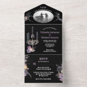 ゴシックブラック結婚フローラの写真を1枚で撮影 オールインワン招待状 (内側)