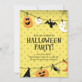 ゴシックブラック金ゴールドスカルハロウィーン衣装パーティー 招待状 (正面)