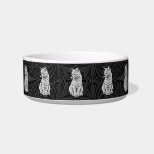 ゴシックブラック3D幾何学模様の猫用陶器ボウル ボウル