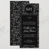 ゴシックブラック＆グレーフロリッシュ結婚式の招待状 招待状 (正面/裏面)