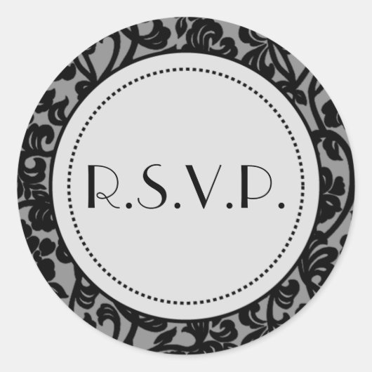 ゴシックブラック&グレーフローリッシュ封筒用シール ラウンドシール (正面)