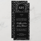 ゴシックブラック&グレーフローリッシュ結婚式招待状 招待状 (正面/裏面)