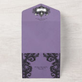 ゴシックブラック&パープルハロウィーンフィリグリーQRコード オールインワン招待状 (外側)