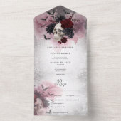 ゴシックブラック&ブルゴーニュスカル&こうもりディナー オールインワン招待状 (内側)