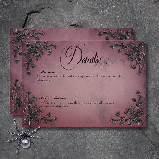 ゴシックブラック&ブルゴーニュフィリグリーハート詳細 エンクロージャーカード