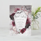 ゴシックブラック&ブルゴーニュ不気味ブライダルルンチョン 招待状 (スタンド正面)