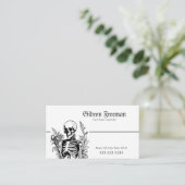 ゴシックブラック&ホワイトスケルトンのタトゥーアーティスト 名刺 (スタンド正面)