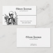 ゴシックブラック&ホワイトスケルトンのタトゥーアーティスト 名刺 (正面/裏面)