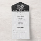 ゴシックブラック&ホワイトスケルトンカップルなしディナー オールインワン招待状 (内側)