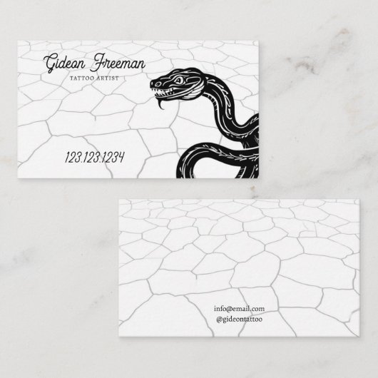 ゴシックブラック&ホワイトスネークタトゥーアーティスト 名刺 (正面/裏面)