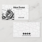 ゴシックブラック&ホワイトドラゴンタトゥーアーティスト 名刺 (正面/裏面)