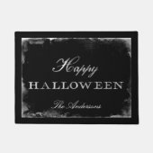 ゴシックブラック&ホワイトハッピーハローウィン パーソナライズされた ドアマット (正面)