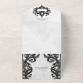 ゴシックブラック&ホワイトハロウィーンフィリグリーNo Dinner オールインワン招待状 (外側)