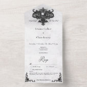 ゴシックブラック&ホワイトハロウィーンフィリグリーNo Dinner オールインワン招待状 (内側)