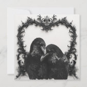 ゴシックブラック&ホワイトフィリグリーハートカップルのシャワー 招待状 (裏面)