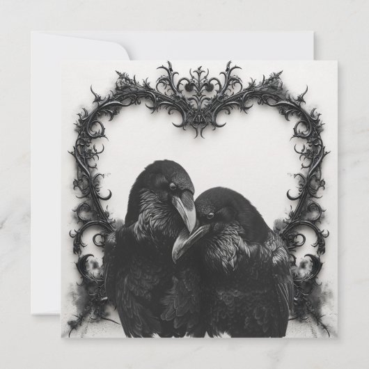 ゴシックブラック&ホワイトフィリグリーハートカップルのシャワー 招待状 (裏面)